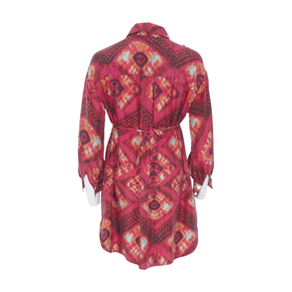 Pink Print Silk Mini Dress