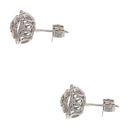 3/4 Ct 10K White Gold Round Diamond Square Cluster Earrings