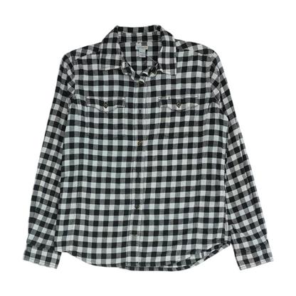 Black Check Flannel Button Down
