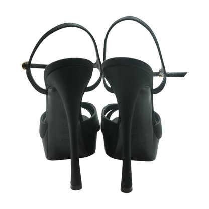 Black Chandelle Platform Sandals in Satin Crepe 140