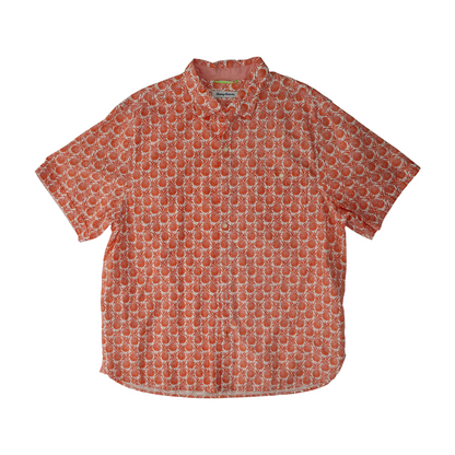 White Graphic Short Sleeve Button Down
