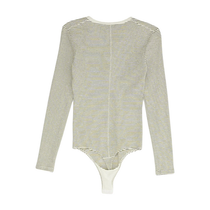 White Striped Bodysuit Blouse