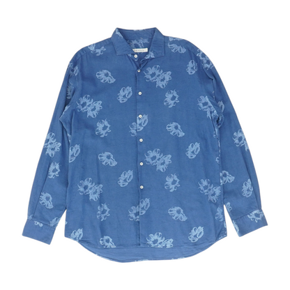 Blue Floral Long Sleeve Button Down