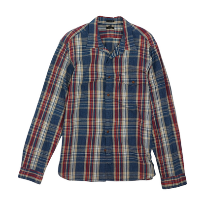 Navy Plaid Long Sleeve Button Down