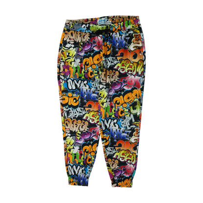 Black Abstract Tapered Pants