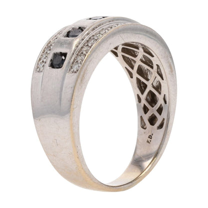 1/3 Ct 10K White Gold Black Stone And Diamond Band