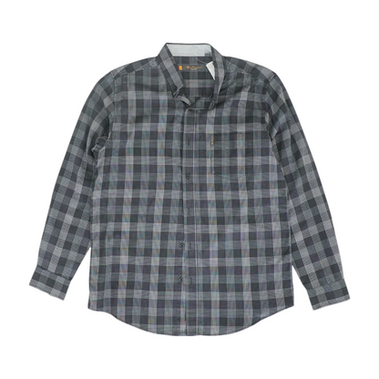 Gray Plaid Long Sleeve Button Down