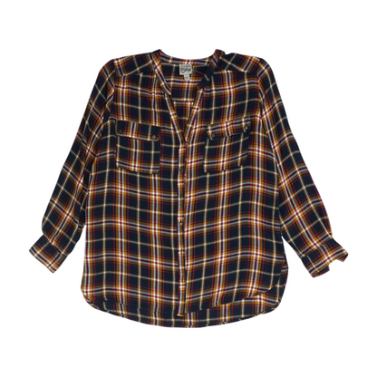 Navy Plaid Flannel Button Down