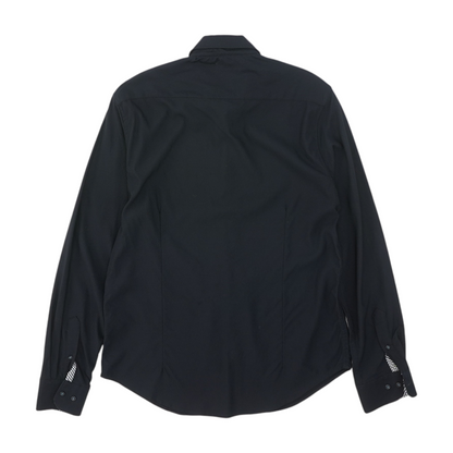 Black Solid Long Sleeve Button Down