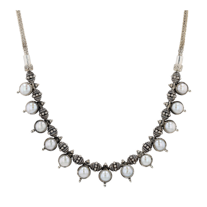Sterling Silver Pearl Statement Necklace