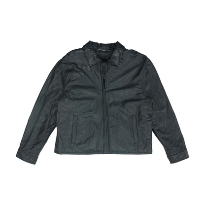 Black Solid Leather Jacket