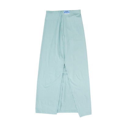 Blue Solid Midi Skirt