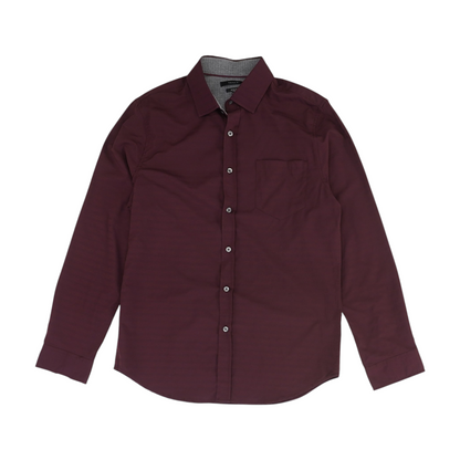 Maroon Solid Long Sleeve Button Down