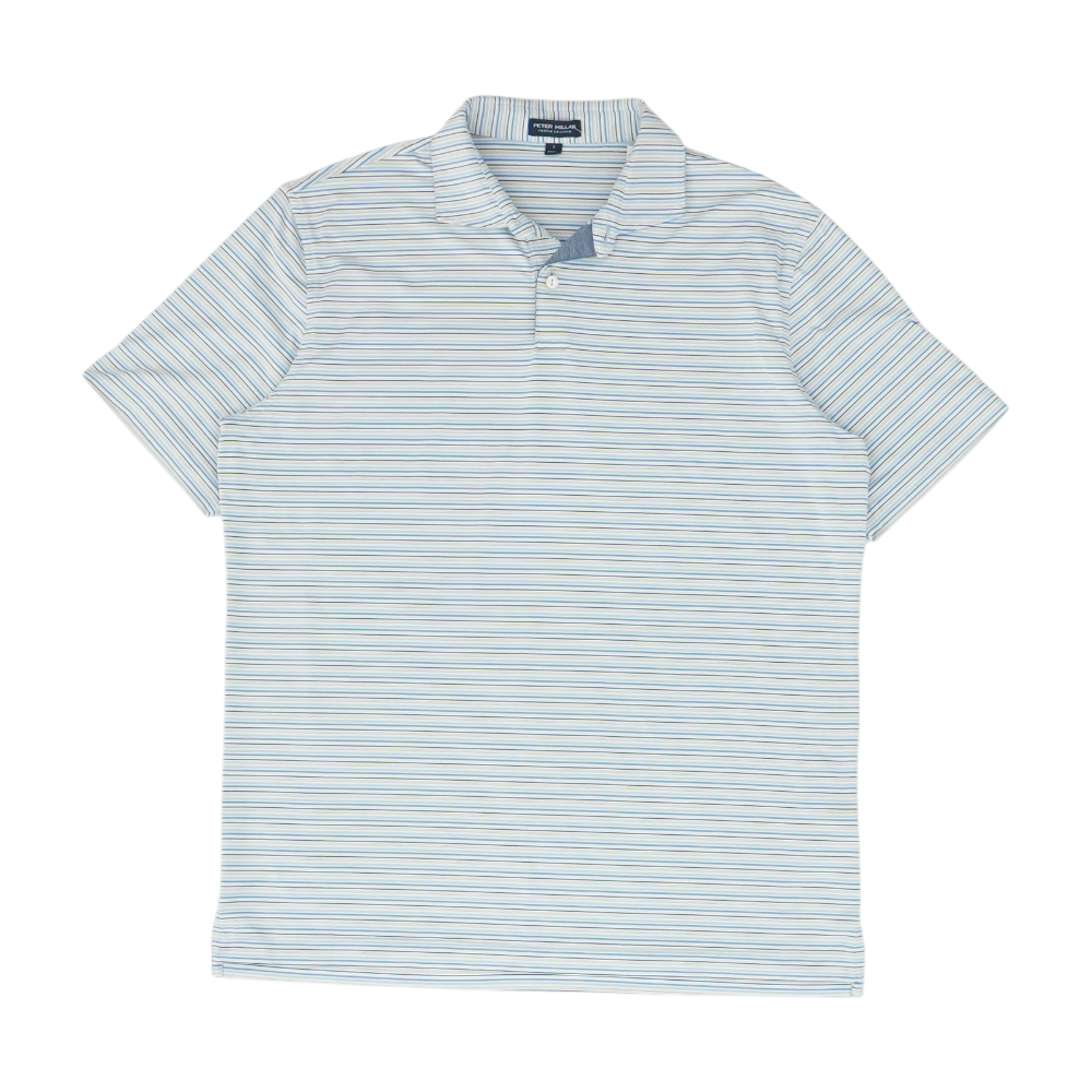 Blue Striped Short Sleeve Polo