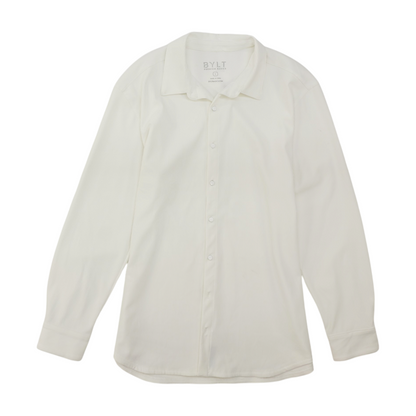White Solid Long Sleeve Button Down