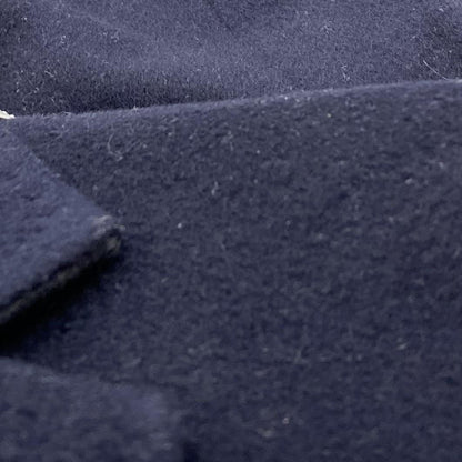 Navy Solid Wool and Silk Blend Coat