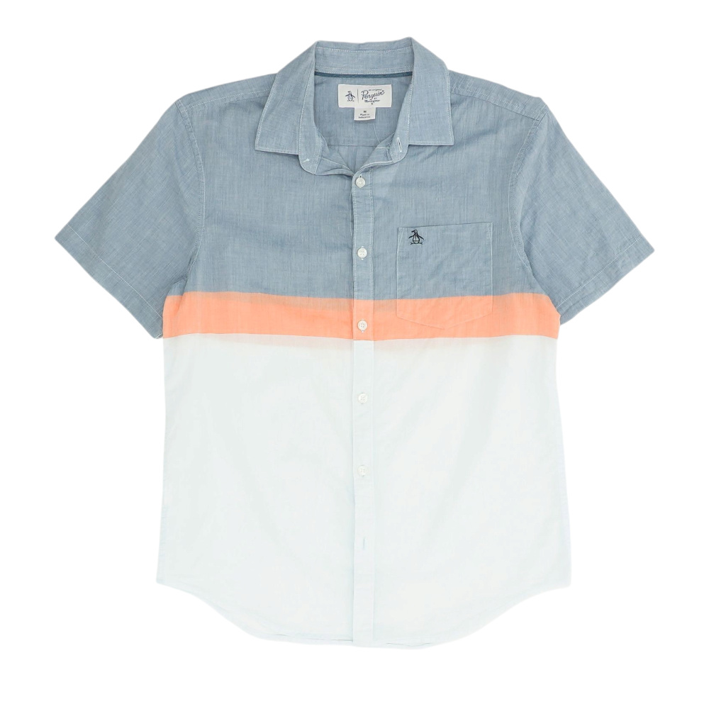 Multi Color Block Short Sleeve Button Down