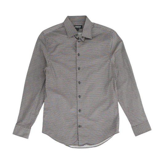 Brown Print Long Sleeve Button Down