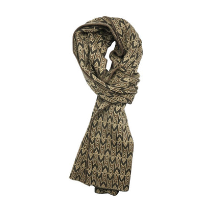 Brown Juno 2-in-1 Merino Blend Monogram Logo Scarf
