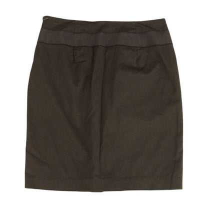 Brown Solid Midi Skirt