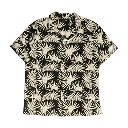 Black Tropical Short Sleeve Button Down