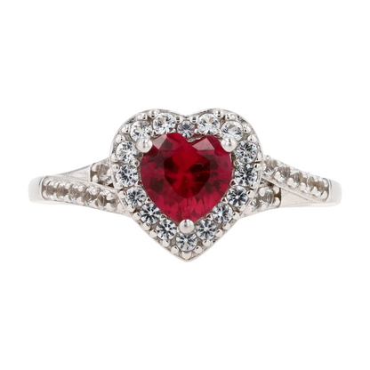 Sterling Silver Synthetic Ruby Fashion Ring