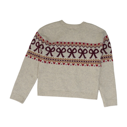 Beige Print Pullover Sweater