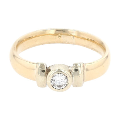 1/4 Ct 14K Two Tone Gold Bezel Set And Bar Diamond Engagement Style Band