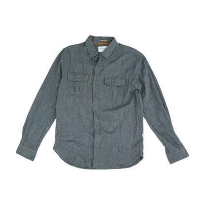 Gray Chevron Long Sleeve Button Down