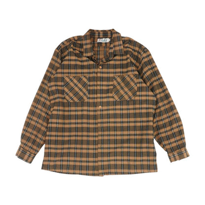 Vintage Brown Plaid Long Sleeve Button Down
