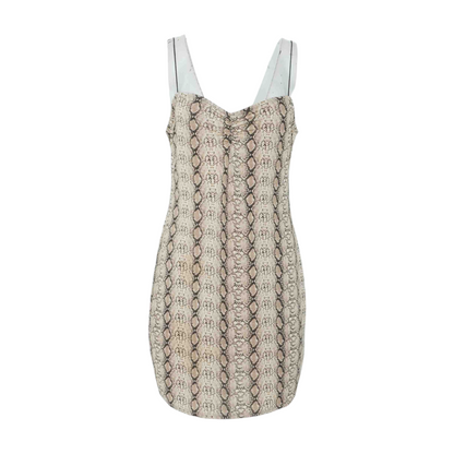 Beige Animal Print Mini Dress