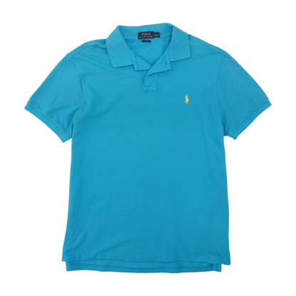 Blue Solid Short Sleeve Polo