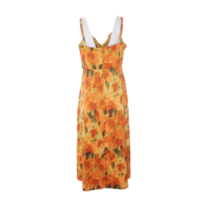 Beige Floral Midi Dress