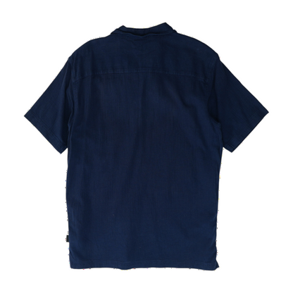 Navy Solid Short Sleeve Button Down