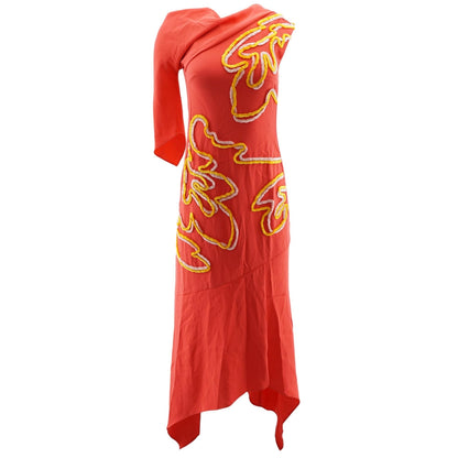 Coral Embroidered Detail Maxi Dress