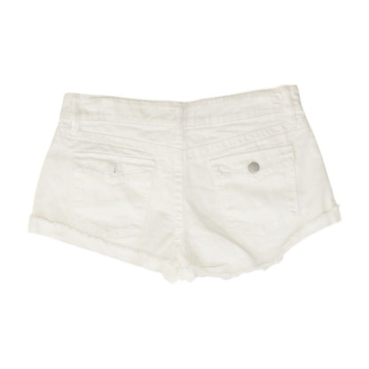 White Solid Denim Shorts