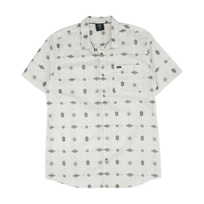 Ivory Print Short Sleeve Button Down