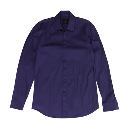 Purple Solid Long Sleeve Button Down