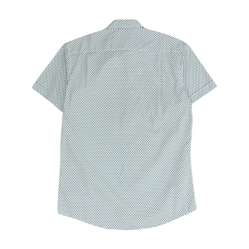 White Floral Short Sleeve Button Down