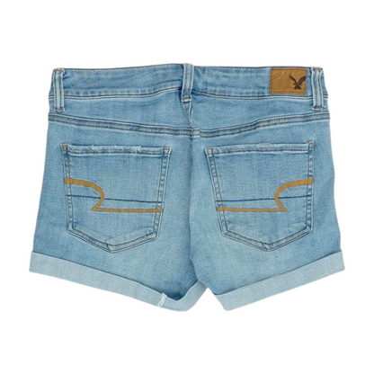 Blue Solid Denim Shorts