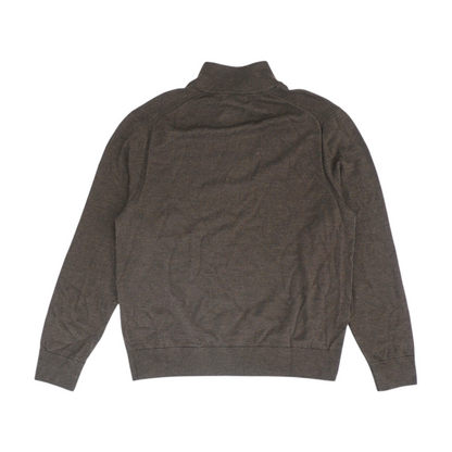 Brown Solid 1/4 Zip Sweater