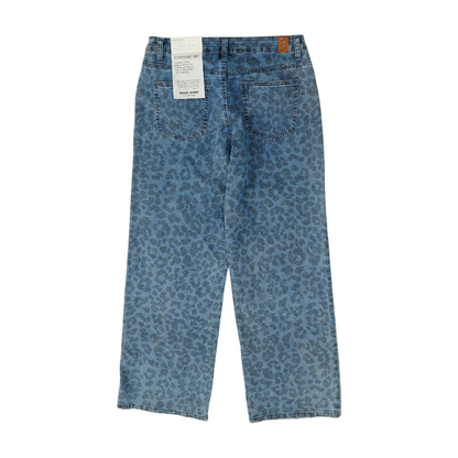 Blue Animal Print Wide Leg Jeans