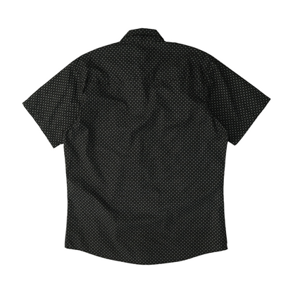 Black Tall Print Short Sleeve Button Down
