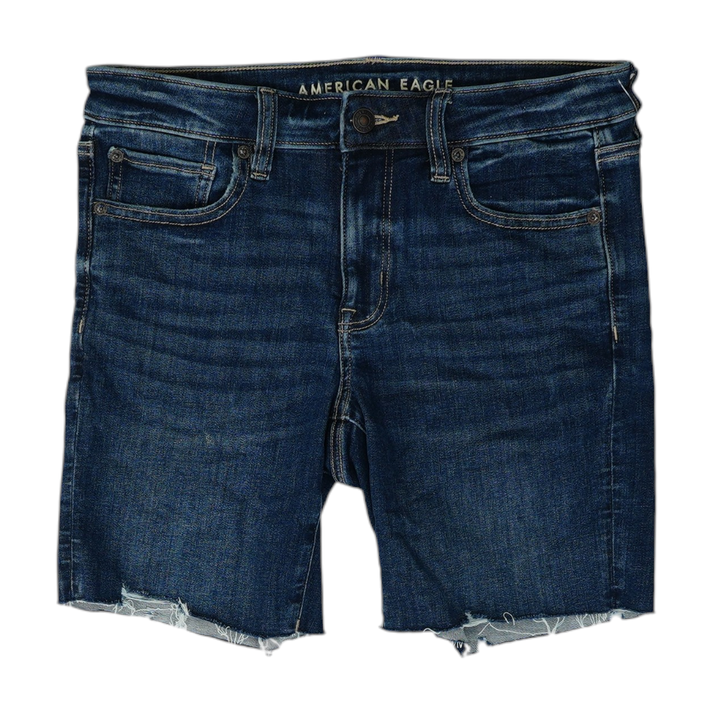 Blue Solid Denim Shorts