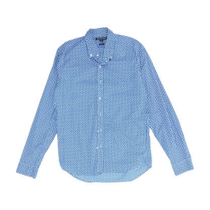 Blue Abstract Long Sleeve Button Down