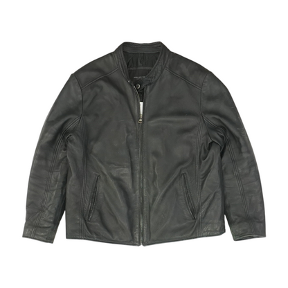 Black Solid Leather Jacket