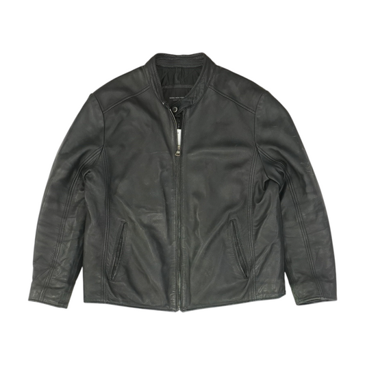 Black Solid Leather Jacket