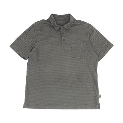 Gray Striped Short Sleeve Polo