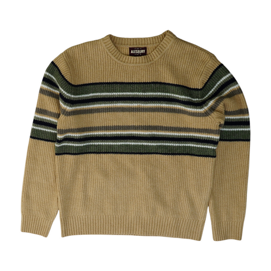 Beige Striped Pullover Sweater
