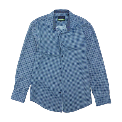 Blue Print Long Sleeve Button Down